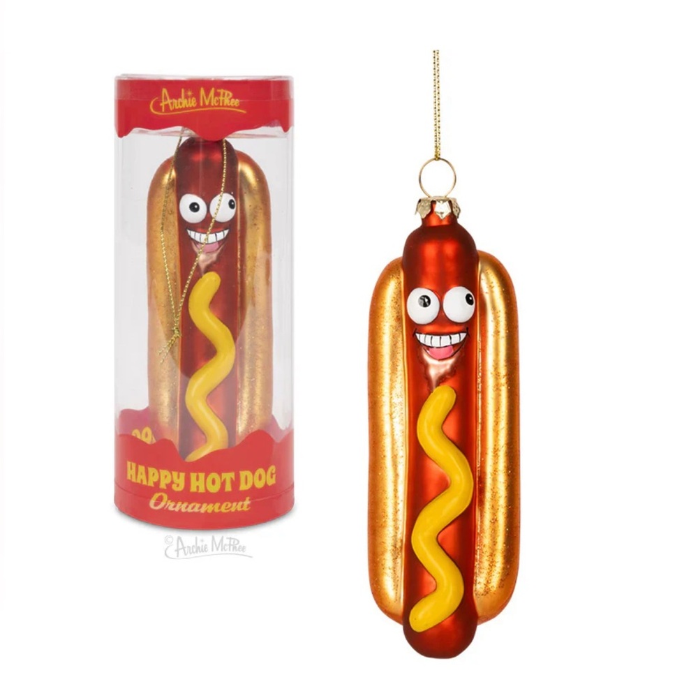 Funny New Blown Glass HOTDOG Ornament - Archie McPhee